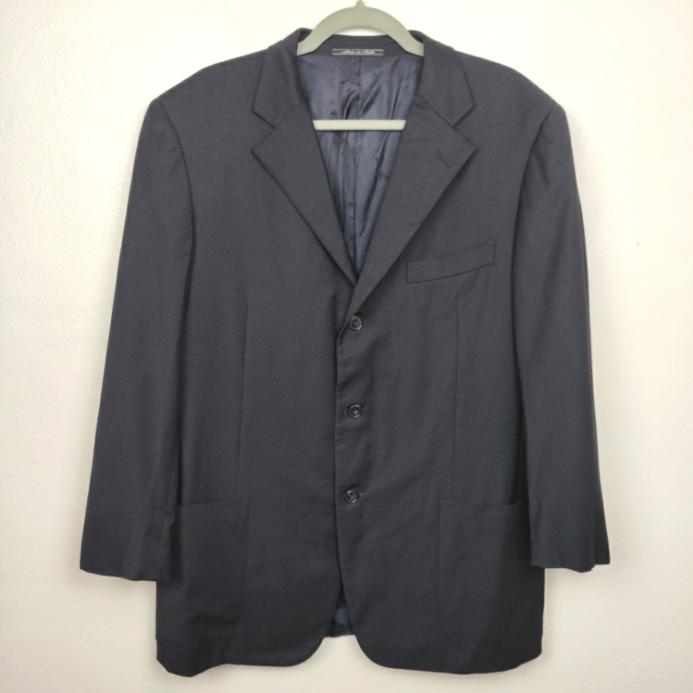Ermenegildo Zegna Sport Coat Size 42R Traveller Wool Blend Blazer Soft Black